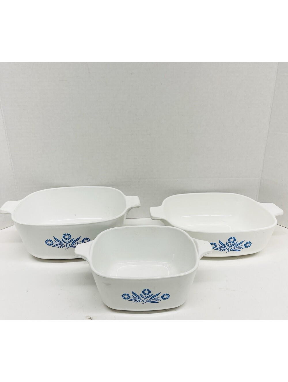 Vintage Corning Ware Blue Cornflower lot of 3 Casseroles Dishes No Lids